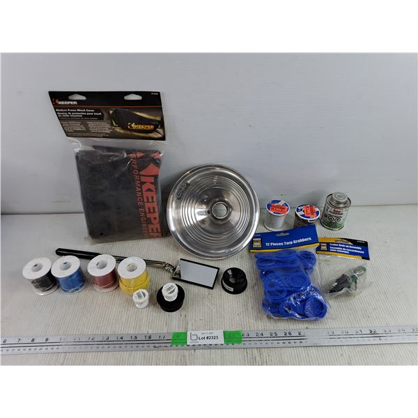 Medium Frame Winch Cover, Telescoping Mirror, Wires, Tarp Grabbers, Trailer Hook Up Assembly, Misc