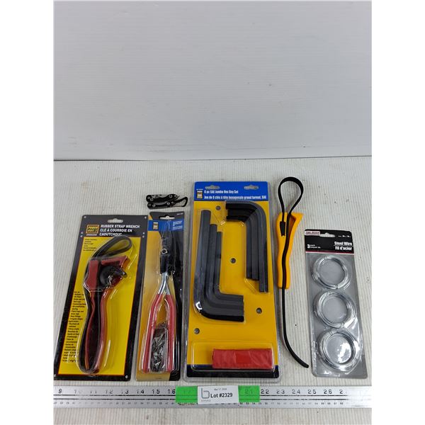 Rubber Strap Wrenches, Internal/External Snap Ring Pliers Kit, Jumbo Hex Key Set, Steel Wire, Misc