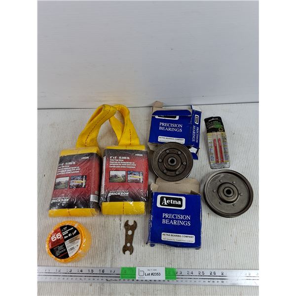 15000 lbs Tree/Tow Straps, Polypropylene Rope, 4 1/2" Pulley w/Pressed in Bearings, Jig Saw Blades