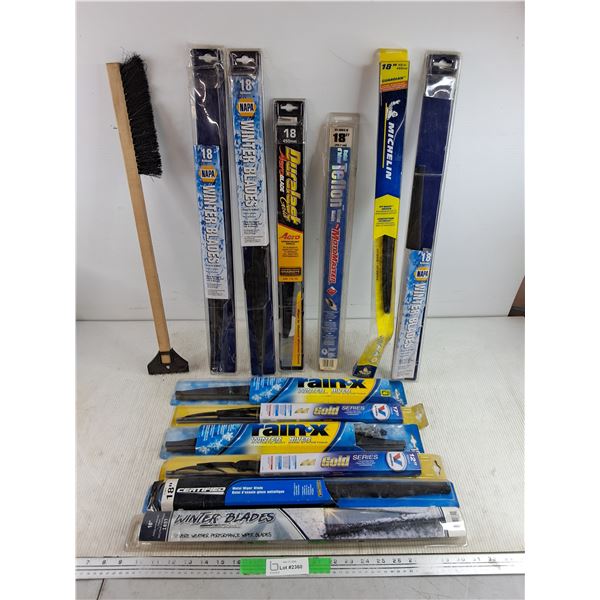 Assorted Wiper Blades - New - NAPA, Valvoline, Rain X, Ice Scraper/Snow Brush - PICK UP