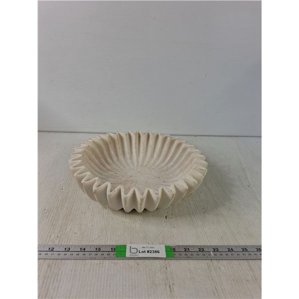 Scalloped White Marble Bowl