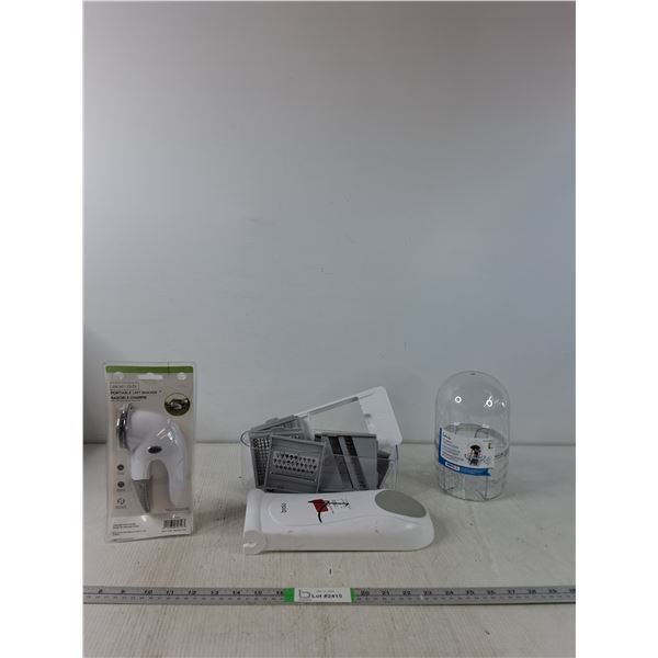 Portable Lint Shaver, Cosmetic Organizer, Cheese Grater ( in pieces, as is)