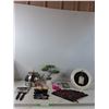 Image 1 : Tea Kettle, Artificial Tree Plant, Paint Brush, Sunglasses, Fan, Picture Frame, Misc