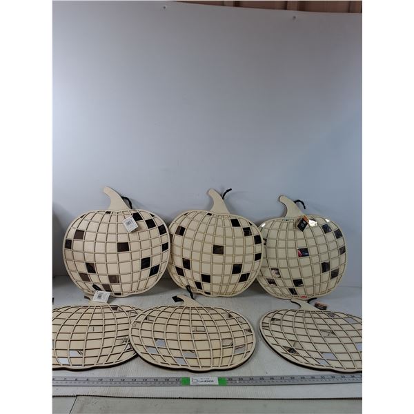 (6) Halloween Pumpkin wood Paint On Decor