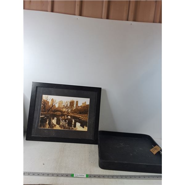 Black Handcrafted Decorative Tray, Picture Frame 22"x19" ( cannot ship)