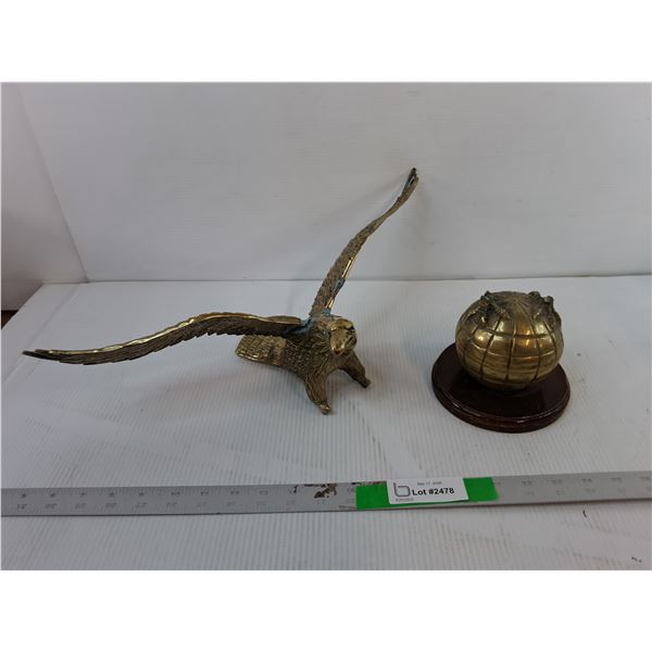 Brass Eagle & Globe Figurine 19" Wide- As Is - PICK UP