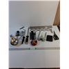 Image 1 : Assorted- Kitchenware  - Knife Sharpeners, Sewing Kit, Bottle Capper, Cork Screws, Misc.