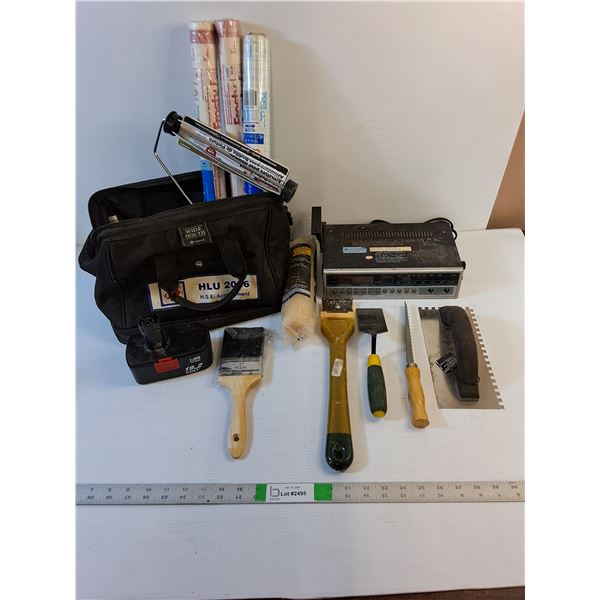 Assorted  - Painting - Paint Roller, Scraper, Hole Saw, Tool Bag, Under Counter Radio (Powers On)