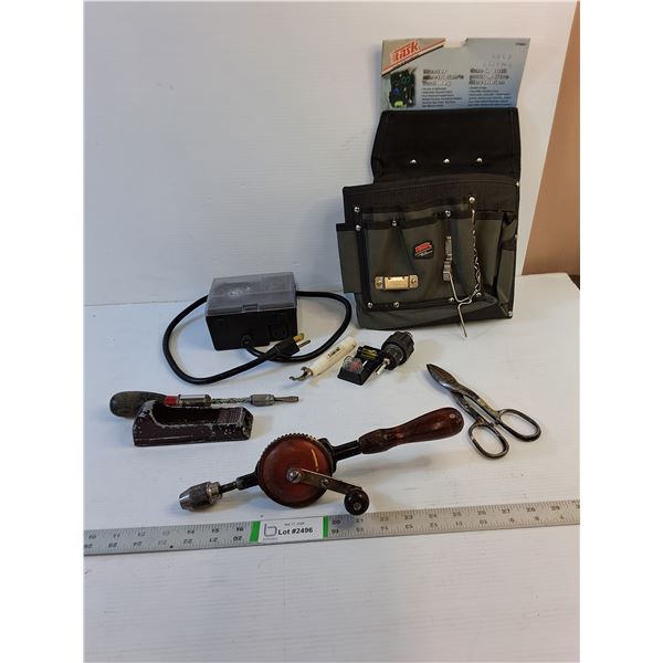 Assorted  - Vintage- Miller Falls No. 77 Hand Drill, Rasp, Stanley Handyman, Belt, Misc.