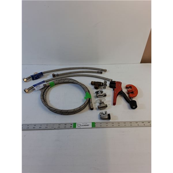 Assorted  - Plumbing  - Pipe Cutters, Wire Strippers,  3/8 - 1/2 Valves