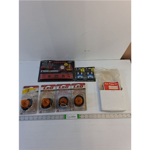 Assorted  - Polyethylene Welding Wire - (4) 2" LED Marker Lights - Tekton Level - Valves