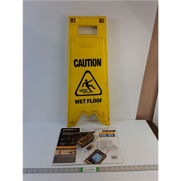Assorted  - 'Caution' Sign / Mastergrip- Laser Distance Meter (New-In-Box) - PICK UP