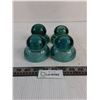 Image 1 : (4) Vintage 'Teal Blue' Glass Insulators