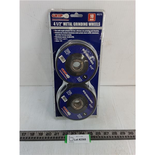 NIB Grip 10-Pack of 4-1/2" Metal Grinding Wheels