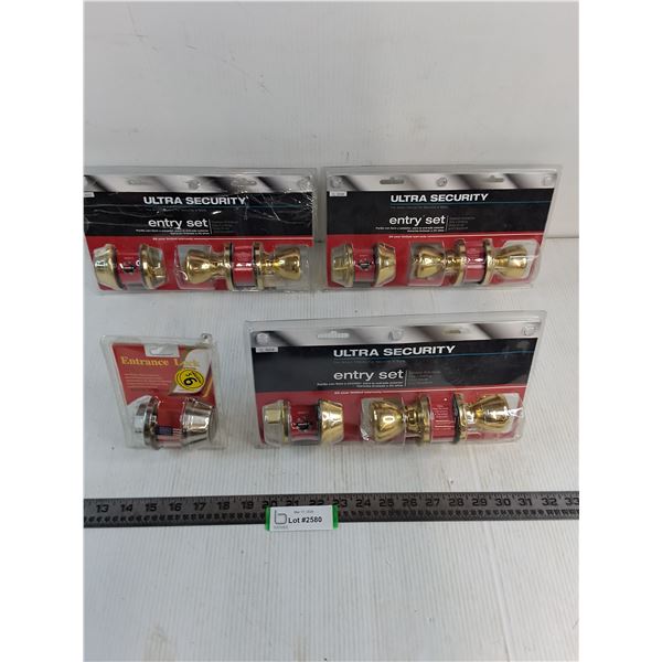 (3) Ultra Security Unused Entry Set Door Knobs, Sealed Entrance Deadbolt Lock