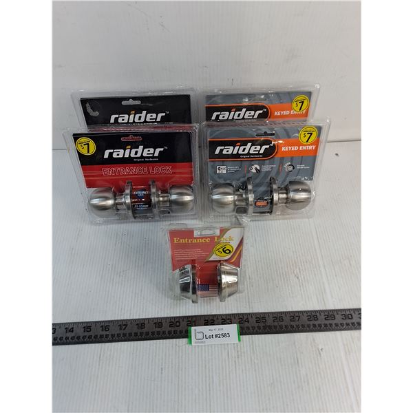 (4) NIB Raider Entrance Locks & Deadbolt Lock