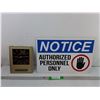 Image 1 : Vanguard Wall Clock- No Battery & Authorized Personnel Plastic Sign 17.75" x 11.75"