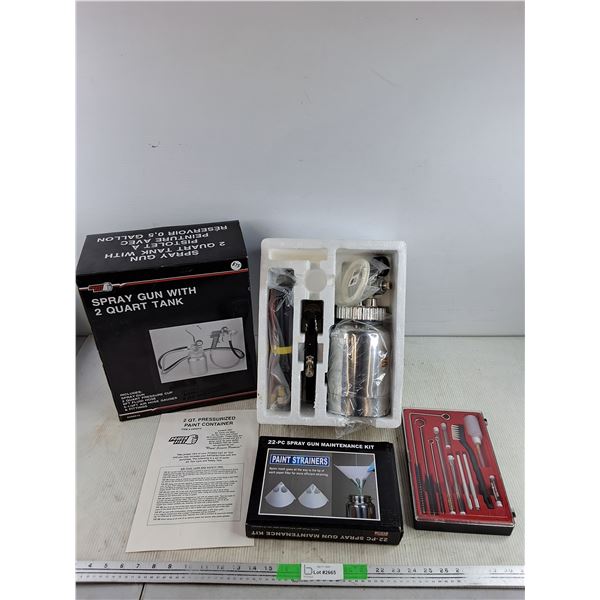 Power Fist Spray Gun with 2 Quart Tank & 22 pc Spray Gun Maintenance Kit