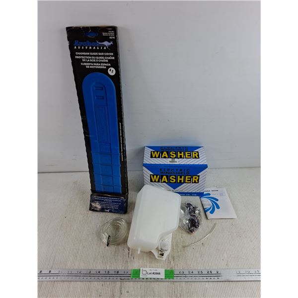 Electric Windshield Washer Kit, Chainsaw Guide Bar Cover