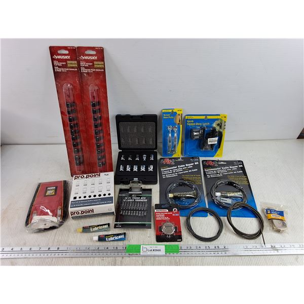 Husky Drive Socket Clip Rail, Speedometer Cable Repair Kit, Shallow Socket Set, Swivel Pulley, Misc
