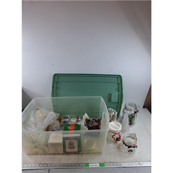 Plastic Tote 25" x 17" x 9", Christmas Decorations & Jars - PICK UP ONLY