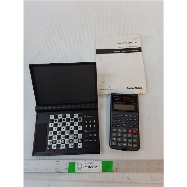 Radio Shack Chess Computer- As Is/No Battery & Scientific Calculator- Powers On