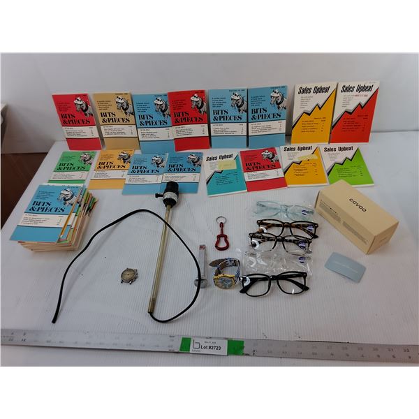 Sales Upbeat and Bits & Pieces Booklets, +0.50 Reading Glasses, Nashville Keychain, Misc.