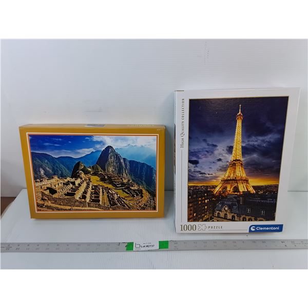 (2) Puzzles- Eiffel Tower- As Is & Machu Picchu- Sealed