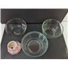 Image 2 : Ceramic Candle Shade & (3) Glass Mixing Bowls