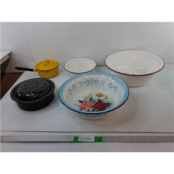 Enamel Bowls & Pots Up to 13.5"- Pickup Preferred