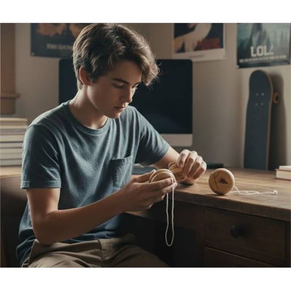 Two Wooden Yo-Yos with Jasper, Canada Engraving