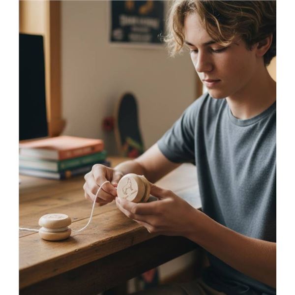 Wooden Yo-Yo Set with Jasper, Canada Engraving