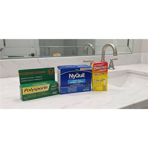 Lot of Polysporin , NyQuil LiquiCaps, and Dristan Nasal Mist Medications Bundle