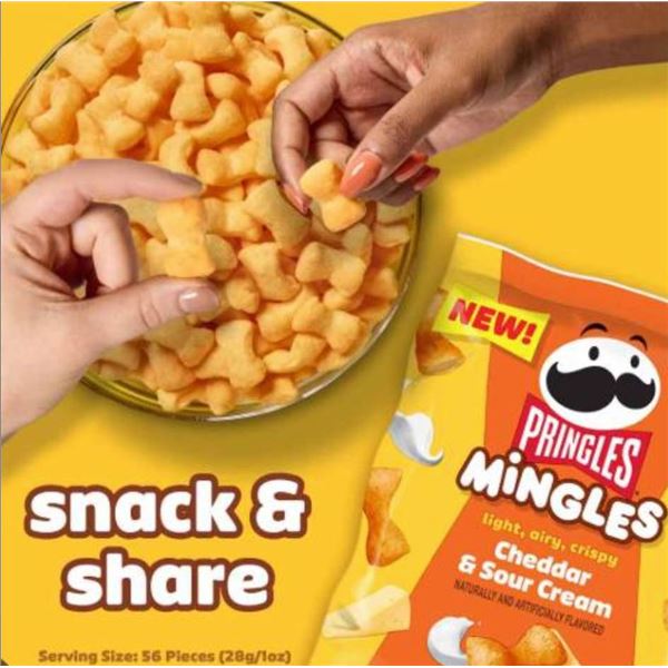 Pringles Mingles Cheddar and Sour Cream Puffed Snacks, 56 g, Case of 6
