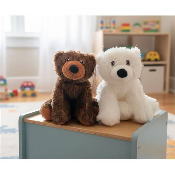Plush Bear Toys in Brown and White Colors