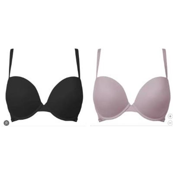 Calvin Klein 2-Pack Push Up Plunge Bras, 38C, Microfiber Stretch