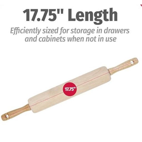 Goodcook Wooden Rolling Pin with Ergonomic Handles