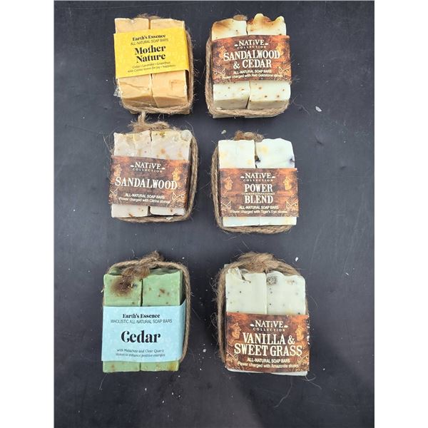 6 Assorted Bars of Hand Crafted Native Soap Bars in Assorted Scents