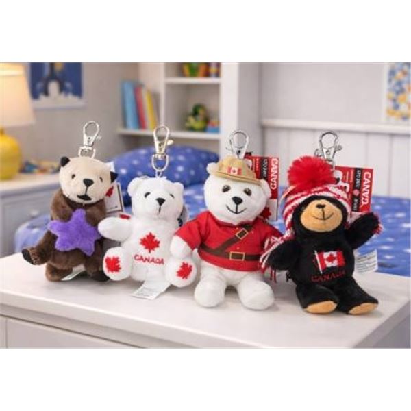 Four Canada-Themed Plush Keychain Accessories