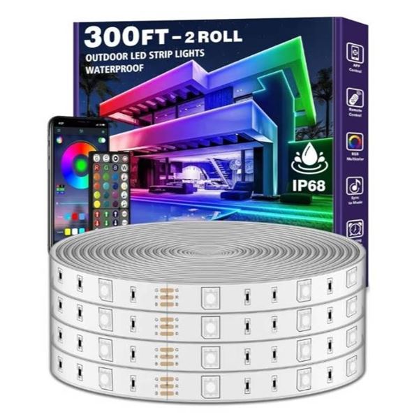 Albiton 300FT Outdoor LED Strip Lights, Waterproof with RGB Dimmable Features 300FT Outdoor LED Stri