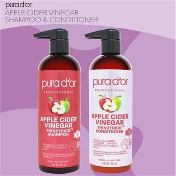 Pura D’or Professional Apple Cider Vinegar Conditioner Set 16 fl oz – 2 Bottles