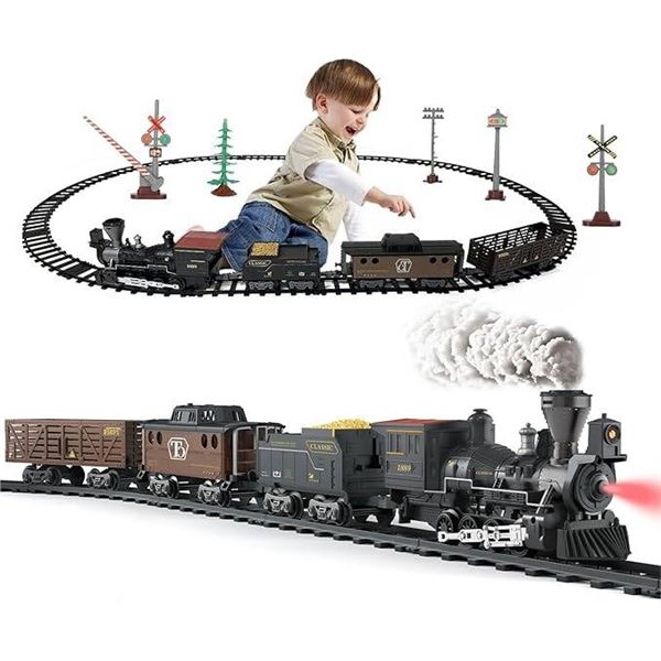 Classic Model Train Set with Steam and Sound, Electric Train Set