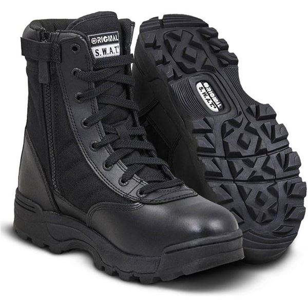 Original S.W.A.T. Classic 9 Inch Side-Zip Tactical Boots, Black, Size 10