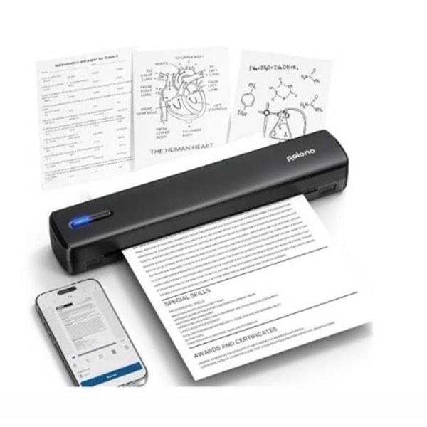 Polono D810 Portable Wireless Bluetooth Thermal Printer, Black