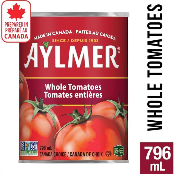 Aylmer Whole Tomatoes 8 Cans x 796 mL