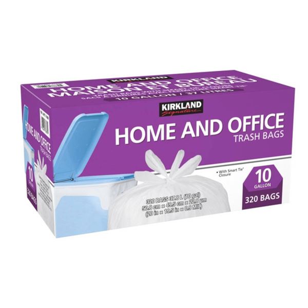 Kirkland Home and Office Trash Bags 10 Gallon 320 Count