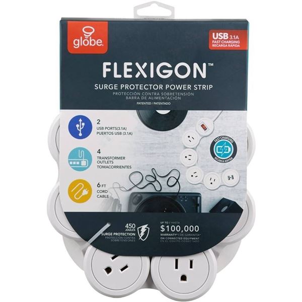Flexigon 4-Outlet Surge Protector Power Strip