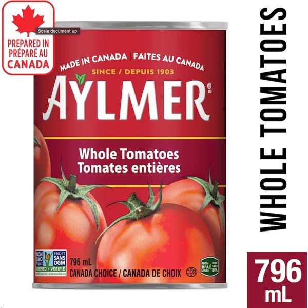 Aylmer Whole Tomatoes 8 Cans x 796 mL Each