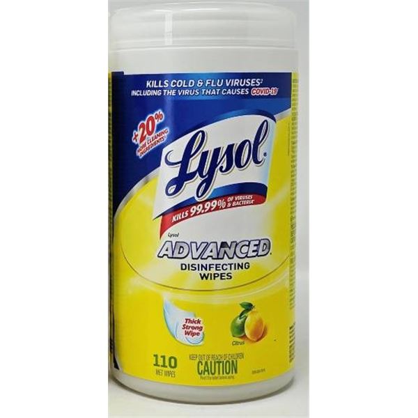 Lysol Advanced Disinfecting Wipes, Citrus Scent, Lot of 4, 110 Wipes Each