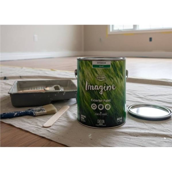 Co-Op Imagine Exterior Flat Paint, Neutral Color, 843 mL, Set of 2